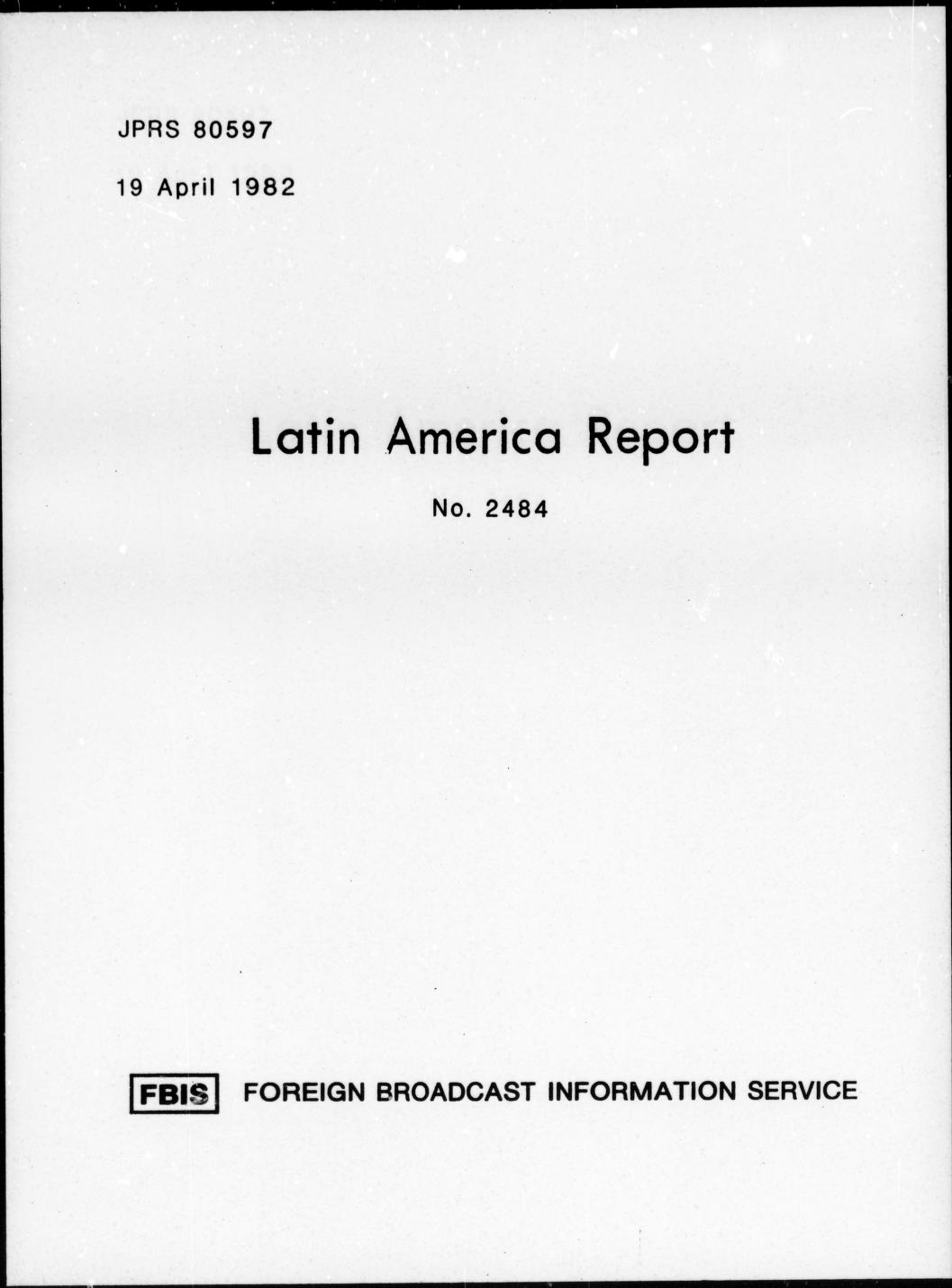 Latin America Report No. 2484 : United States Joint Publications 